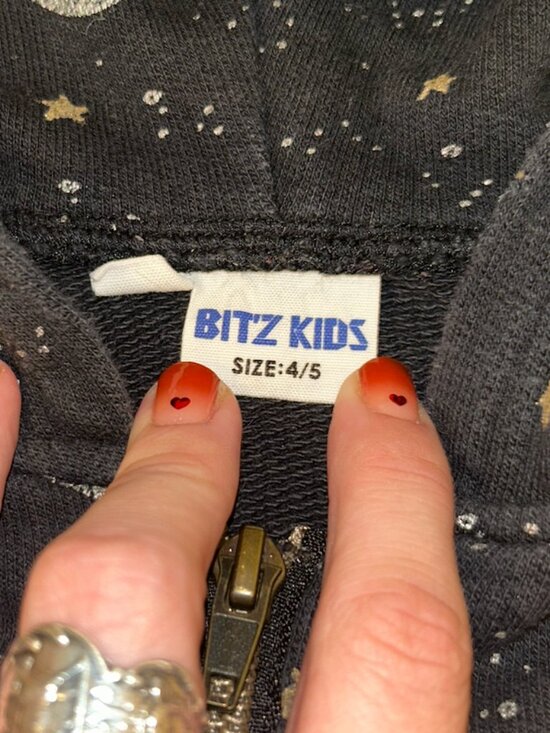 Bitz Kids Grey Moon & Stars Quarter Zip Hoodie - Picture 2 of 2